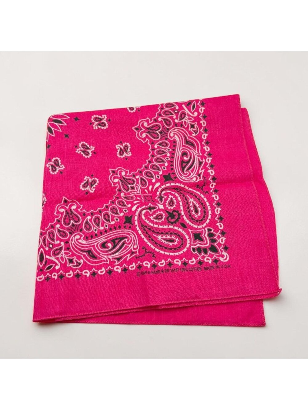 Hot Pink Paisley Bandana Hav-A-Hank 100% Cotton Square 21" Western Retro Biker